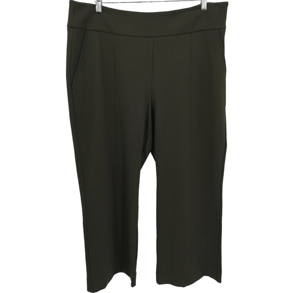 Cabi Academy Trousers Olive Green Side Zip High Waist Wide Leg Career Pockets